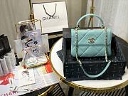 Chanel lampskin handle flap bag blue 25cm - 5