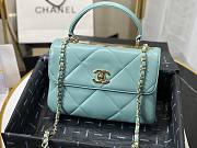 Chanel lampskin handle flap bag blue 25cm - 4