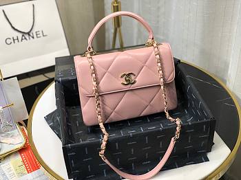 Chanel lampskin handle flap bag pink 25cm