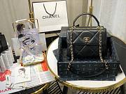 Chanel lampskin handle flap bag black 25cm - 4