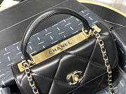 Chanel lampskin handle flap bag black 25cm - 3