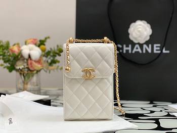 Chanel Quilted Lambskin Phone Holder with Chain Black