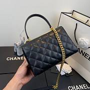 Chanel Lambskin Top Handle Black Flap Bag  - 5