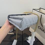 Chanel Lambskin Top Handle Gray Flap Bag  - 6