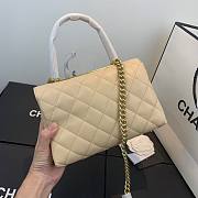 Chanel Lambskin Top Handle Beige Flap Bag - 6