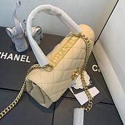 Chanel Lambskin Top Handle Beige Flap Bag - 4