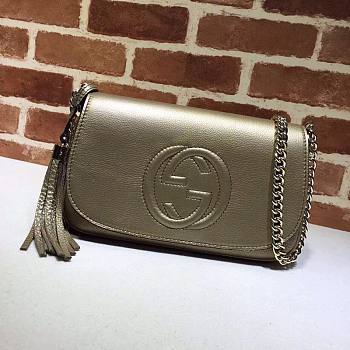 Gucci Interlocking GG Gold Leather