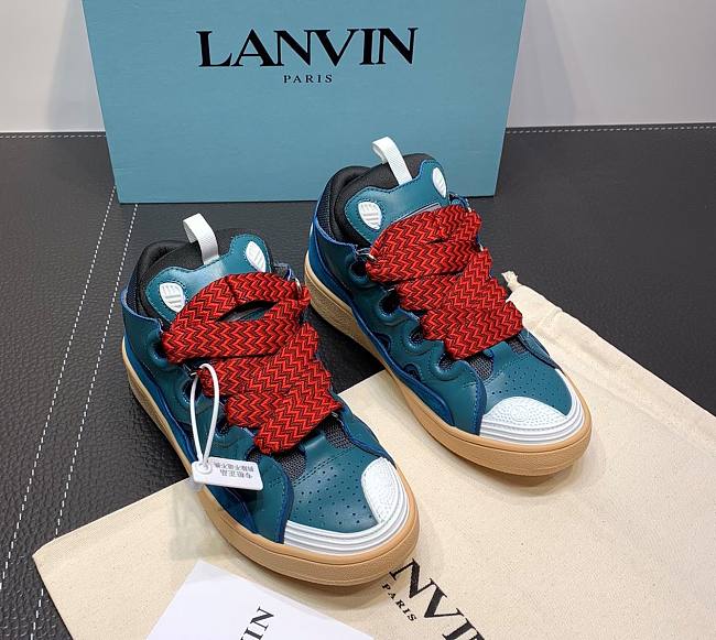 LANVIN Curb zigzag-laces blue sneakers - 1