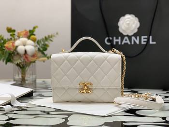 Chanel Lambskin & Gold Metal Mini Flap Bag in White 