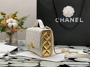 Chanel Lambskin & Gold Metal Mini Flap Bag in White  - 5