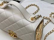 Chanel Lambskin & Gold Metal Mini Flap Bag in White  - 2