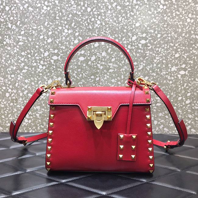 Valentino Garavani Rockstud Alcove red leather tote bag - 1