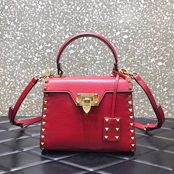 Valentino Garavani Rockstud Alcove red leather tote bag