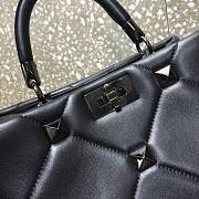 VALENTINO GARAVANI Black Roman Stud Handle Bag - 5