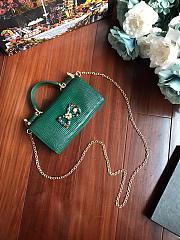 D&G calfskin crystal DG logo patch green handbag - 4