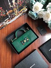 D&G calfskin crystal DG logo patch green handbag - 3