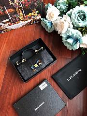 D&G calfskin crystal DG logo patch black handbag - 6