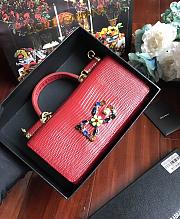 D&G calfskin crystal DG logo patch red handbag - 2