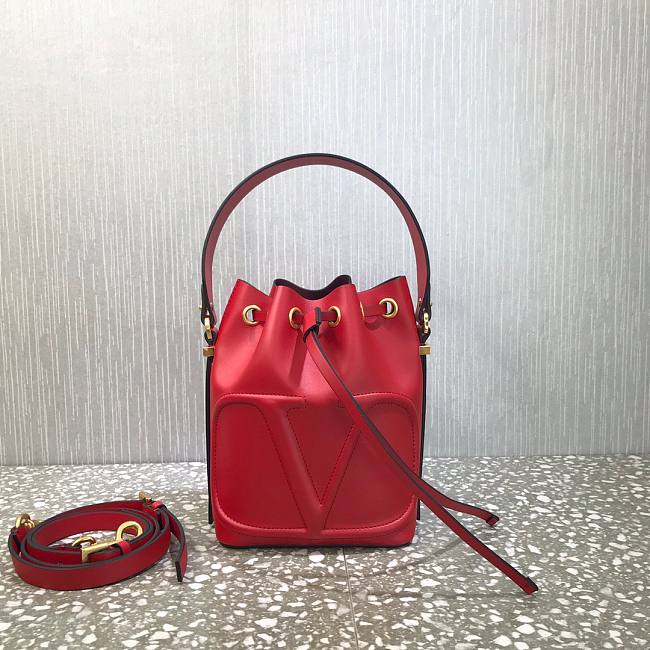 Valentino VLogo Walk Red Bucket Bag - 1
