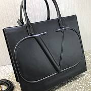 Valentino Leather Vlogo Walk Tote Bag in Black - 3
