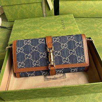 Gucci Jackie 1961 chain wallet in blue and ivory GG denim