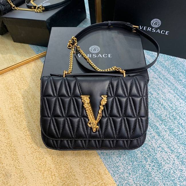 Versace Virtus Quilted Napa Evening Bag - Black - 1