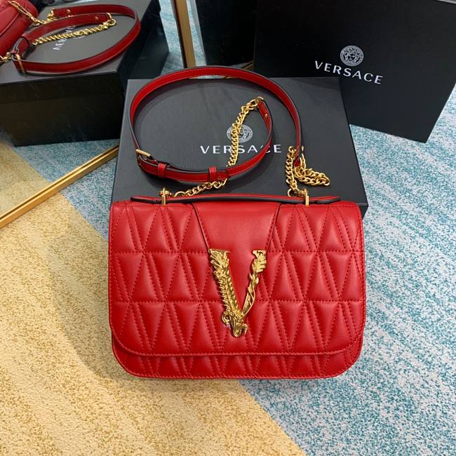 Versace Virtus Quilted Napa Evening Bag - Red - 1
