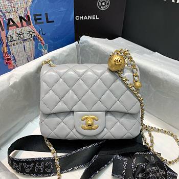 Chanel Lambskin & Gold-Tone Metal Mini Flap Bag Gray 