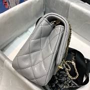 Chanel Lambskin & Gold-Tone Metal Mini Flap Bag Gray  - 6