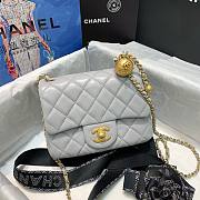 Chanel Lambskin & Gold-Tone Metal Mini Flap Bag Gray  - 5