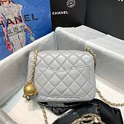 Chanel Lambskin & Gold-Tone Metal Mini Flap Bag Gray  - 4