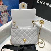 Chanel Lambskin & Gold-Tone Metal Mini Flap Bag Gray  - 3