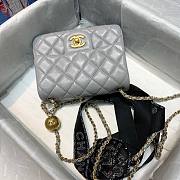 Chanel Lambskin & Gold-Tone Metal Mini Flap Bag Gray  - 2