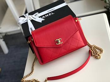 Chanel red gold hardware flap bag 