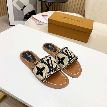 LV slippers Raffia Black