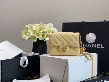 Chanel Lambskin & Gold-Tone Small Metal Flap Bag Yellow 13cm