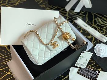 Chanel Lambskin & Gold-Tone Small Metal Flap Bag White 20cm