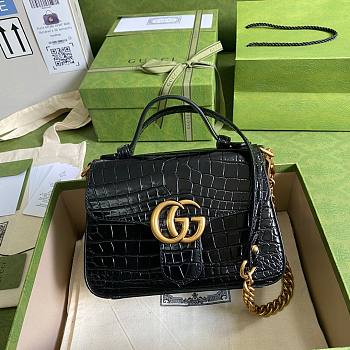 Gucci Marmont Top Handle Black Crocodile Effect 54726