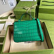 Gucci Marmont Top Handle Green Crocodile Effect 54726 - 2