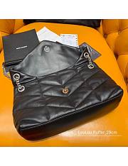 YSL LOULOU PUFFER Black Leather White Harware 29cm  - 4