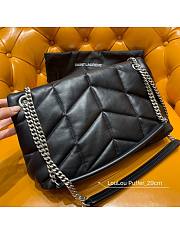 YSL LOULOU PUFFER Black Leather White Harware 29cm  - 3