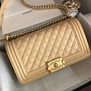 Chanel Small/ Medium Caviar Boy Bag Beige - Gold - 6