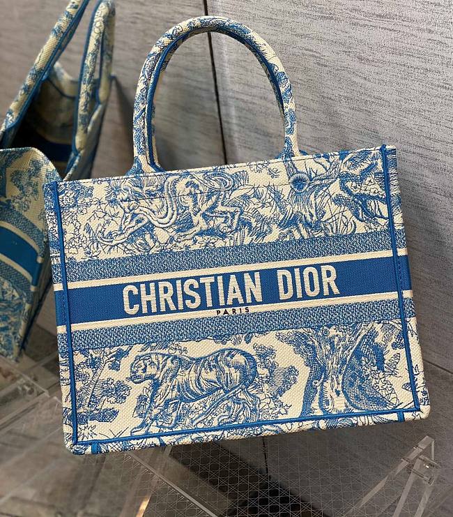 Dior book tote blue tiger 36cm - 1