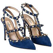 Valentino Rockstud suede pumps blue heels - 1