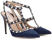 Valentino Rockstud suede pumps blue heels - 6