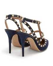 Valentino Rockstud suede pumps blue heels - 5