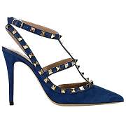 Valentino Rockstud suede pumps blue heels - 4