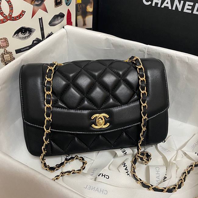 Chanel Calfskin & Vintage Metal Small Flap Bag Black AS1499 - 1