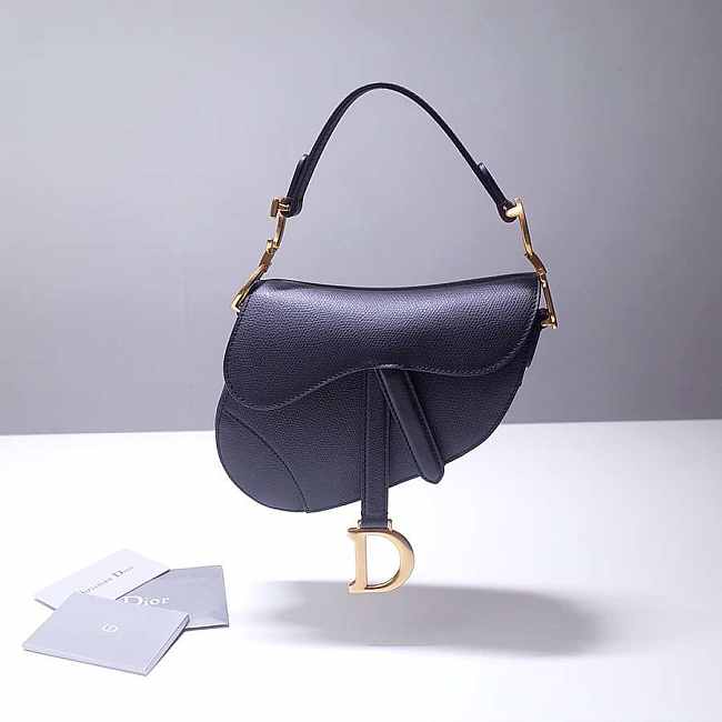 Dior saddle bag original grain leather black 20cm - 1