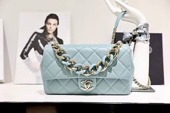 Chanel Blue Lambskin Mix Chain Flap Bag USD 374.00 